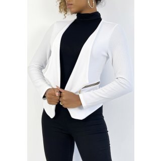 Elegant womens slim-fit blazer jacket white