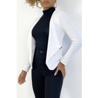 Elegant womens slim-fit blazer jacket white