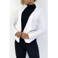 Elegant womens slim-fit blazer jacket white