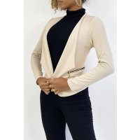 Elegant womens slim-fit blazer jacket beige Onesize (UK...