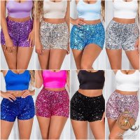 Glamorous womens hot pants shorts with sequins baby blue