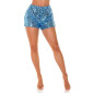 Glamouröse Damen Shorts Hotpants mit Pailletten Babyblau