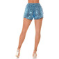 Glamouröse Damen Shorts Hotpants mit Pailletten Babyblau