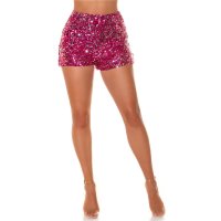 Glamorous womens hot pants shorts with sequins fuchsia