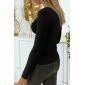 Thin womens fine-knit basic sweater black Onesize (UK 8,10,12)