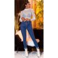 Close-fitting womens skinny high waist jeans blue