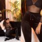 Trendy womens velvet lounge track pants black
