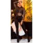 Trendy womens velvet lounge track pants black