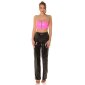 Sexy womens gogo bandeau top in latex look vinyl neon-fuchsia
