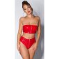 Sexy womens gogo bandeau top in latex look vinyl red