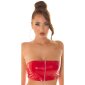 Sexy womens gogo bandeau top in latex look vinyl red