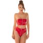 Sexy womens gogo bandeau top in latex look vinyl red