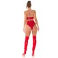 Sexy womens gogo bandeau top in latex look vinyl red