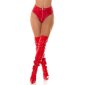 Womens high waist gogo hot pants in latex look with zip red