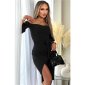 Womens off-the-shoulder midi dress in wrap look with belt black
