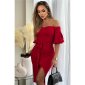 Womens off-the-shoulder midi dress in wrap look with belt red
