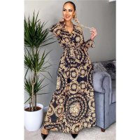 Long womens summer maxi dress with paisley pattern...