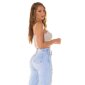 Bauchfreies Damen Träger Bustier-Top mit Strasssteinen Beige