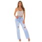 Bauchfreies Damen Träger Bustier-Top mit Strasssteinen Beige