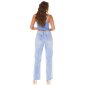 Bauchfreies Damen Träger Bustier-Top mit Strasssteinen Blau