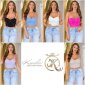 Bauchfreies Damen Träger Bustier-Top mit Strasssteinen Blau