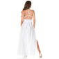 Womens strappy satin maxi dress with high vent white