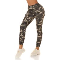 Womens skinny cargo jeans in army look camouflage olive
