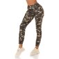 Damen Skinny Cargo-Jeans in Army-Look Camouflage Olivgrün