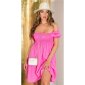 Damen Off-Shoulder Babydoll-Kleid in Boho-Stil Pink