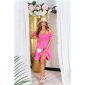 Damen Off-Shoulder Babydoll-Kleid in Boho-Stil Pink