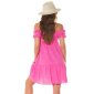 Damen Off-Shoulder Babydoll-Kleid in Boho-Stil Pink