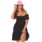 Womens off-the-shoulder babydoll dress in Boho style black