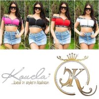 Sexy Damen Off-Shoulder Crop Top mit Zipper "LOVE" Rot