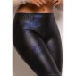 Womens glossy leggings with snake pattern wet look black/blue