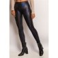 Womens glossy leggings with snake pattern wet look black/blue