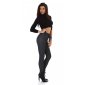 Karierte Damen High Waist Stoffhose mit Gürtel Dunkelgrau