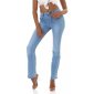 Trendy womens bootcut jeans in used look light blue