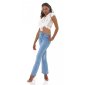 Trendy womens bootcut jeans in used look light blue