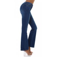 Trendige Damen Bootcut-Jeans in Used-Look Dunkelblau 42 (XL)