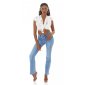 Trendige Damen Bootcut-Jeans in Used-Look Hellblau 40 (L)
