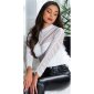 Womens chiffon blouse shirt with gathers white
