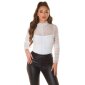 Womens chiffon blouse shirt with gathers white