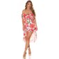 Damen Carmen-Kleid mit Blumenmuster inkl. Gürtel Rot
