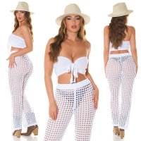 Womens cover-up two-piece set crochet look pants &...