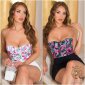 Bauchfreies Damen Corsagen-Top mit Blumenmuster Weiß