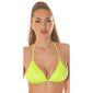 Sexy womens triangle bra in wet look clubwear gogo neon-green