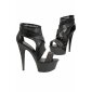 Sexy Damen Gogo Plateau High Heels mit Netzstoff Schwarz