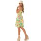 Short womens strappy summer dress with flowers green