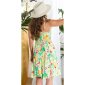 Short womens strappy summer dress with flowers green