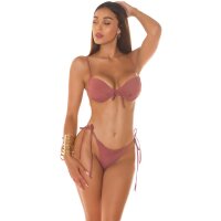 Sexy Damen Bügel Bikini-Oberteil ohne Polster Braun